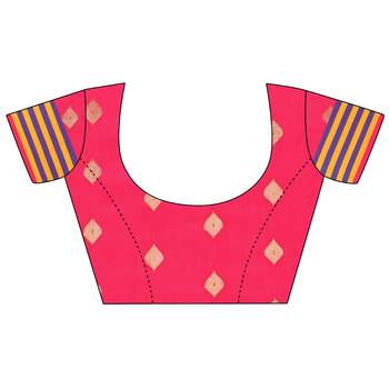 Pink woven cotton silk saree with blouse 5
