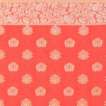 Red woven cotton silk saree with blouse 4
