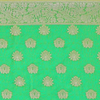 Green woven cotton silk saree with blouse 4