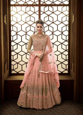 Pink embroidered net salwar 1