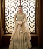 Beige  embroidered net anarkali