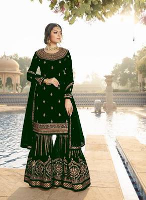 Green multi head work georgette salwar 1