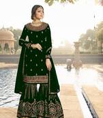 Green multi head work georgette salwar