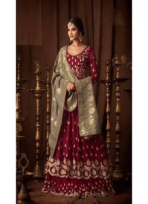Maroon embroidered georgette salwar 1