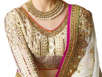 White Embroidered Georgette Saree With Blouse 5