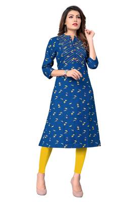 Blue printed cotton kurtis 1
