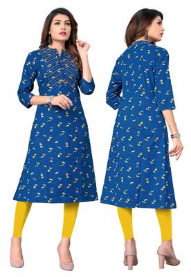 Blue printed cotton kurtis 5
