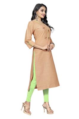 Light-orange printed cotton kurtis 3