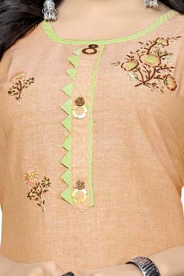 Light-orange printed cotton kurtis 4