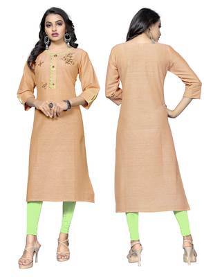 Light-orange printed cotton kurtis 5