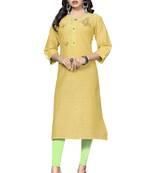 Yellow printed cotton kurtis