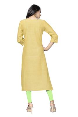 Yellow printed cotton kurtis 2