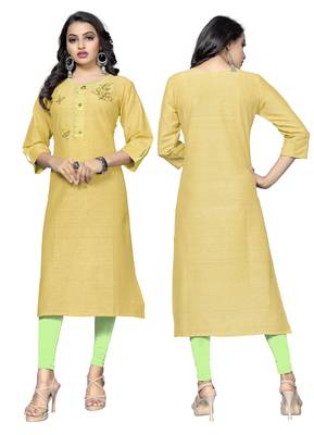 Yellow printed cotton kurtis 5