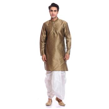Bronze Plain Dupion Silk Dhoti Kurta 1