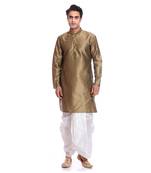 Bronze Plain Dupion Silk Dhoti Kurta