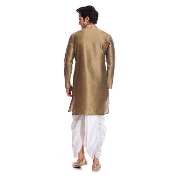 Bronze Plain Dupion Silk Dhoti Kurta 2