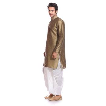 Bronze Plain Dupion Silk Dhoti Kurta 4
