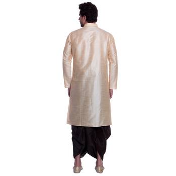 Gold Plain Dupion Silk Dhoti Kurta 2