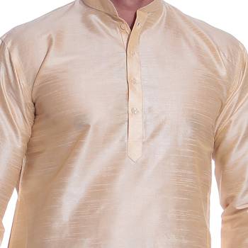 Gold Plain Dupion Silk Dhoti Kurta 4