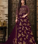 Purple embroidered net salwar