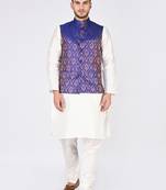 White
 Woven Silk Blend Kurta Pajama