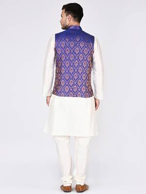 White
 Woven Silk Blend Kurta Pajama 4
