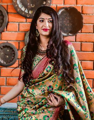 Multicolor woven silk blend saree with blouse 2