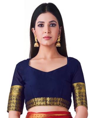 Red Woven Crepe Saree With Blouse 4
