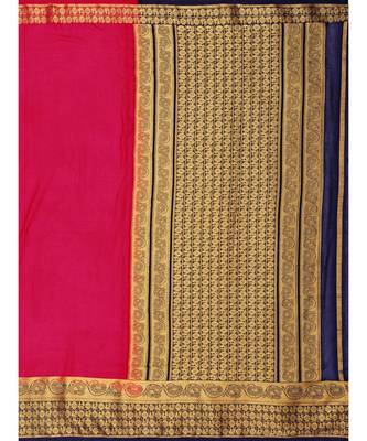 Red Woven Crepe Saree With Blouse 5