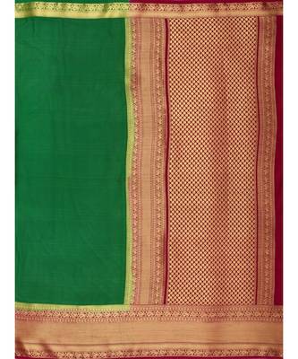 Green Woven Crepe Saree With Blouse 5
