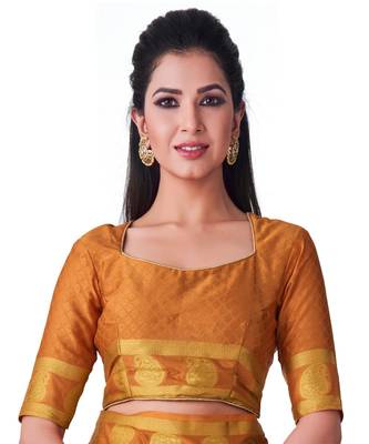 Brown Woven Crepe Saree With Blouse 4