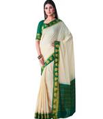 Beige woven Crepe saree with blouse
