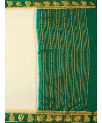 Beige woven Crepe saree with blouse 5