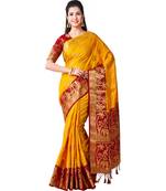 Gold woven art silk saree with blouse