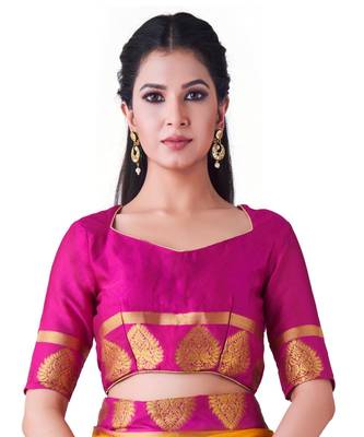 Gold Woven Crepe Saree With Blouse 4