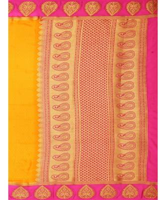 Gold Woven Crepe Saree With Blouse 5
