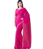 Pink Embroidered Chiffon Saree With Blouse