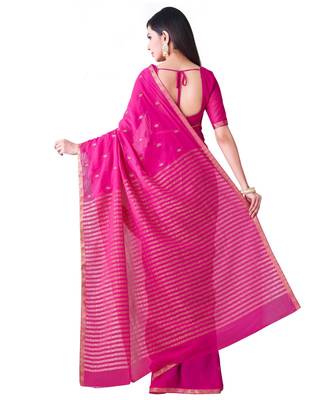 Pink Embroidered Chiffon Saree With Blouse 3