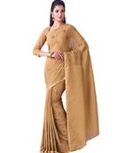 Brown Embroidered Chiffon Saree With Blouse