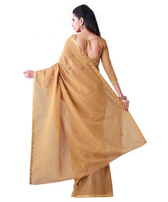 Brown Embroidered Chiffon Saree With Blouse 3