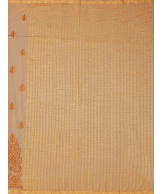 Brown Embroidered Chiffon Saree With Blouse 5