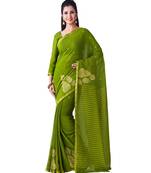 Green Embroidered Chiffon Saree With Blouse