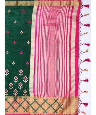 Green Embroidered Tussar Silk Saree With Blouse 5