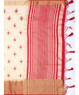 Beige Embroidered Tussar Silk Saree With Blouse 5