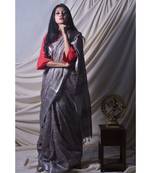 Grey Saree In Khadi Linen