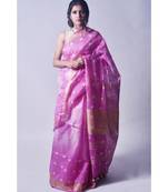 Lilac Saree In Khadi Linen