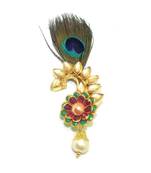 Gold Plated Peacock Feather Brooch For Men