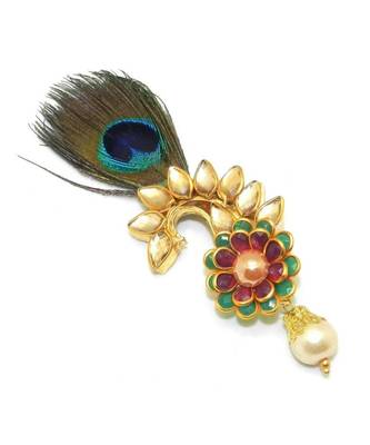Gold Plated Peacock Feather Brooch For Men 2