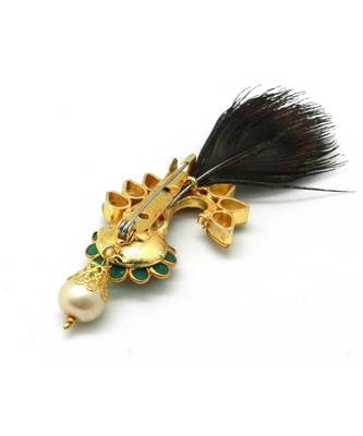 Gold Plated Peacock Feather Brooch For Men 3