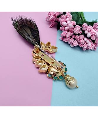 Gold Plated Peacock Feather Brooch For Men 4